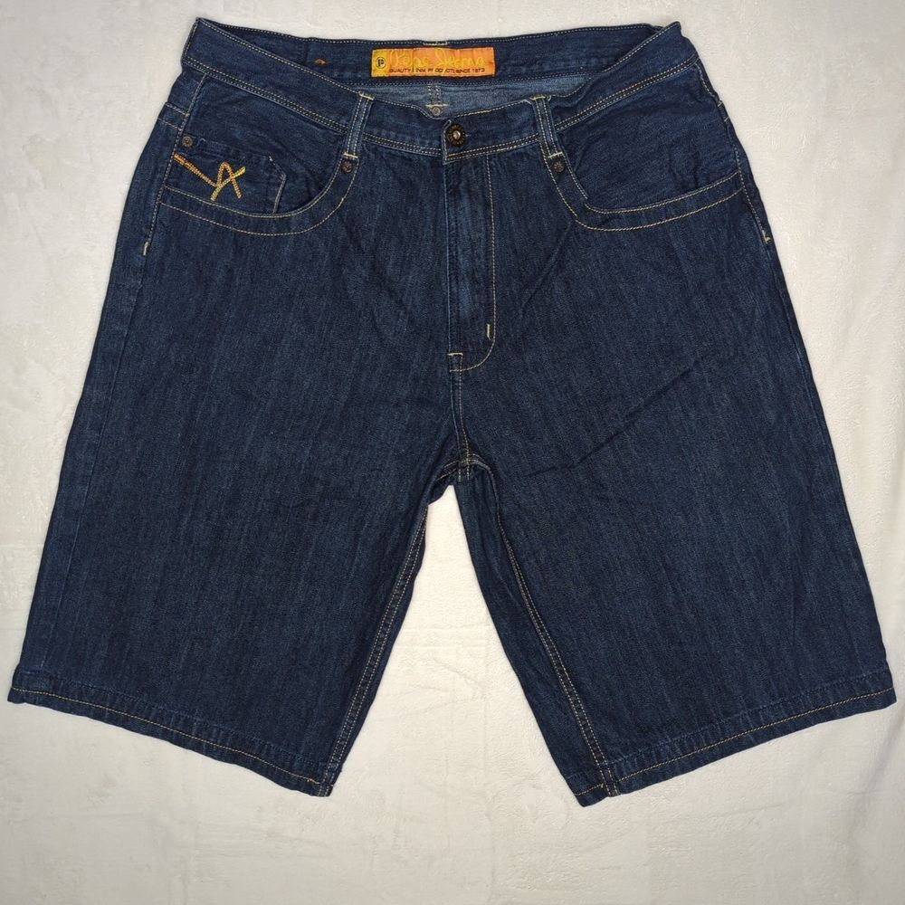 Pepe Jeans London Denim Shorts Men Size 38 Dark‎ Embroidered Baggy Vintage y2K